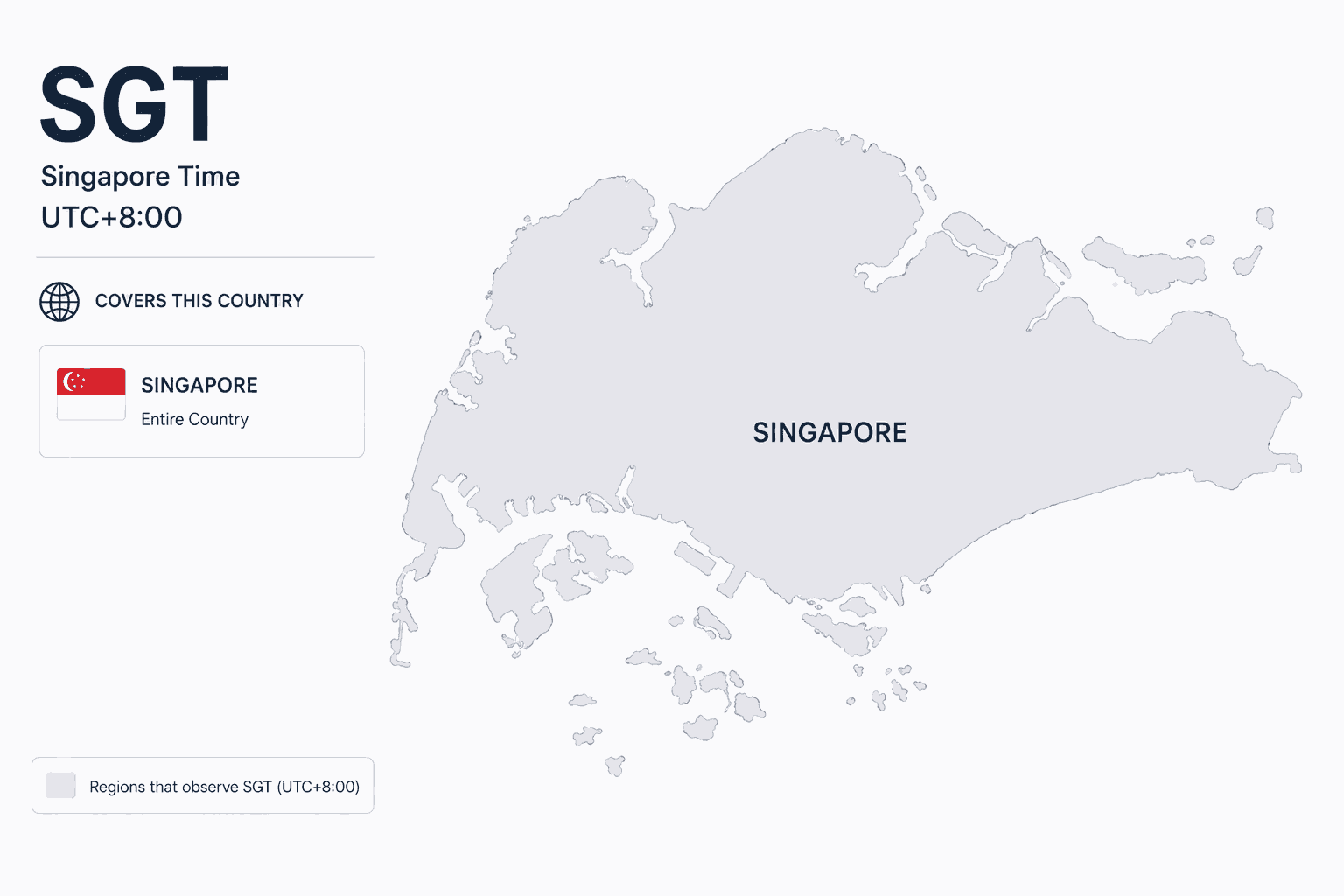 Geographical coverage map and countries observing Singapore Time